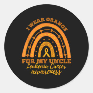 I We Wear Orange For My Uncle Leukaemia Cancer Awa Classic Round Sticker