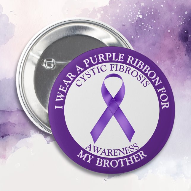 I Wear a CF Purple Ribbon for my Brother 6 Cm Round Badge (Creator Uploaded)