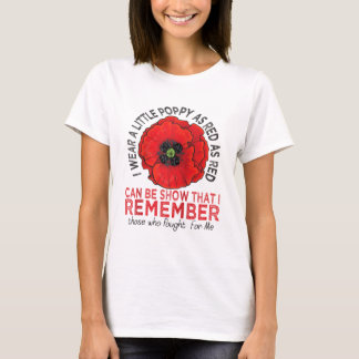 I Wear A Little Poppy Memorial Day Veteran Militar T-Shirt
