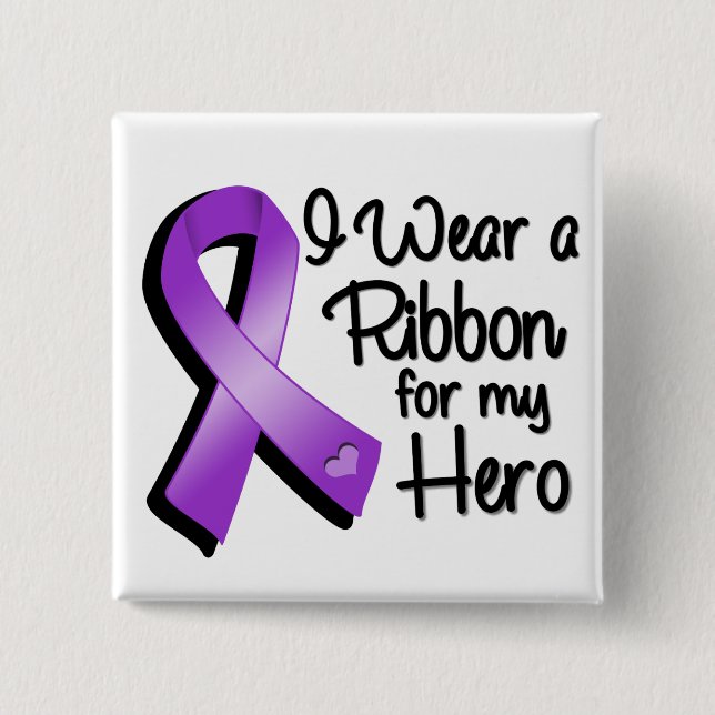 I Wear a Purple Ribbon For My Hero 15 Cm Square Badge (Front)