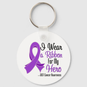 I Wear a Purple Ribbon For My Hero - GIST Cancer Key Ring