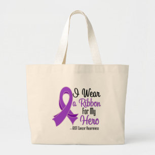 I Wear a Purple Ribbon For My Hero - GIST Cancer Large Tote Bag