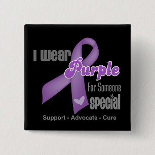 I Wear a Purple Ribbon For Someone Special 15 Cm Square Badge