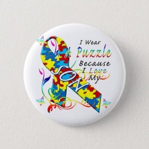 I Wear A Puzzle Because I Love My Son 6 Cm Round Badge