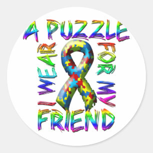 I Wear A Puzzle for my Friend Classic Round Sticker