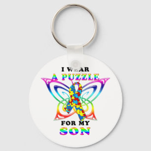 I Wear A Puzzle for my Son Key Ring