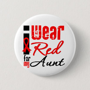 I Wear a Red Ribbon For My Aunt 6 Cm Round Badge