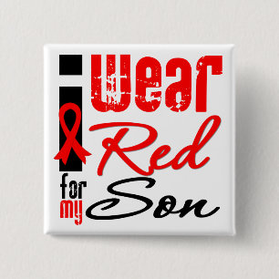 I Wear a Red Ribbon For My Son 15 Cm Square Badge