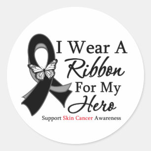 I Wear A Ribbon For My HERO Skin Cancer Classic Round Sticker