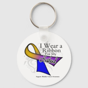 I Wear a Ribbon For My Husband - Bladder Cancer Key Ring