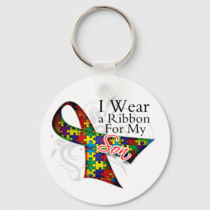 I Wear a Ribbon For My Son - Autism Awareness Key Ring