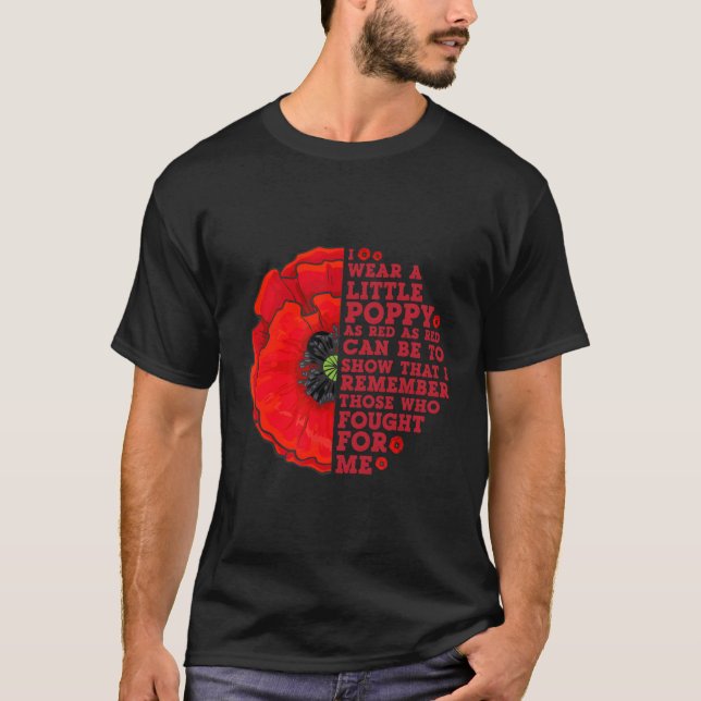 I Wear A Small Poppy Memorial Day T-Shirt (Front)