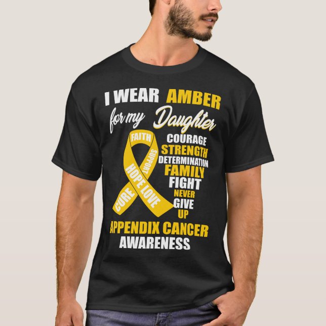 I Wear Amber Appendix Cancer Awareness T-Shirt (Front)