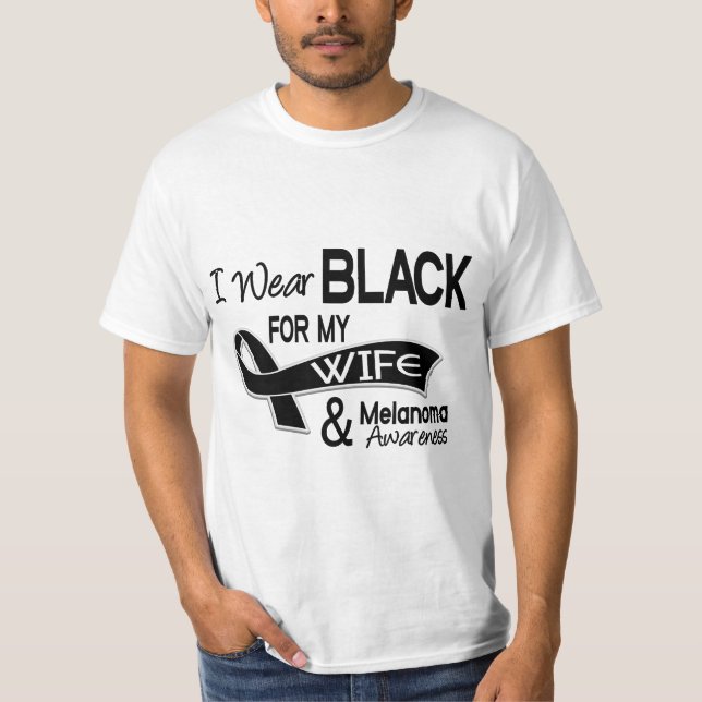 I Wear Black For My Wife 42 Melanoma T-Shirt (Front)