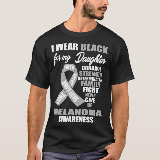 I Wear Black Melanoma Awareness T-Shirt (Front)