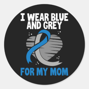 I Wear Blue And Grey For My Mum Diabetes Type 1 1 Classic Round Sticker