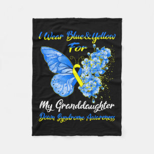 I Wear Blue And Yellow For My Granddaughter Down S Fleece Blanket