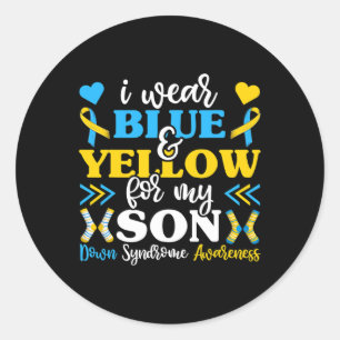 I Wear Blue And Yellow For My Son Mum Dad Classic Round Sticker