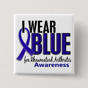 I Wear Blue Awareness 10 Rheumatoid Arthritis RA 15 Cm Square Badge