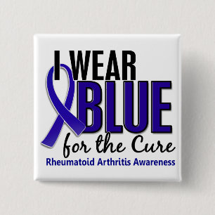 I Wear Blue Cure Rheumatoid Arthritis RA 15 Cm Square Badge