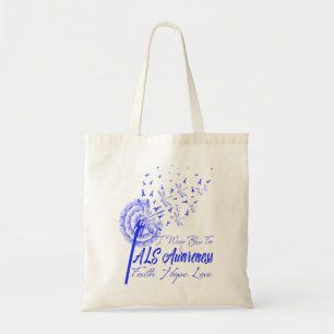 I Wear Blue For ALS Awareness Fath Hope Love Tote Bag