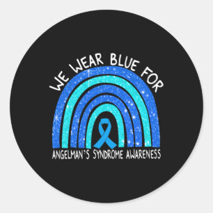 I Wear Blue For Angelman's Syndrome Blue Ribbon Ra Classic Round Sticker