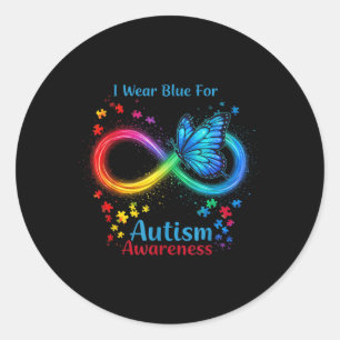 I Wear Blue For Autism Awareness - Autism Awarenes Classic Round Sticker