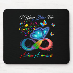 I Wear Blue For Autism Awareness - Autism Awarenes Mouse Pad