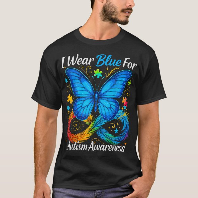  I Wear Blue For Autism Awareness Autism Awareness T-Shirt (Front)