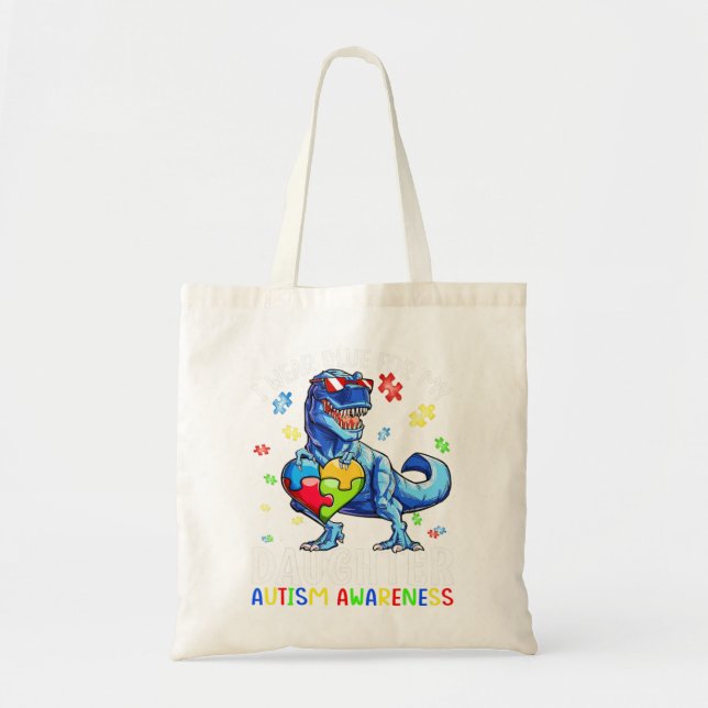 I Wear Blue For Autism Awareness, Autism Awareness Tote Bag (Front)