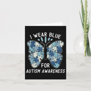 I Wear Blue For Autism Awareness Blue Puzzle Butte Card