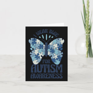 I Wear Blue For Autism Awareness Blue Puzzle Butte Card