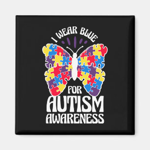 I Wear Blue For Autism Awareness Butterfly Autism Magnet