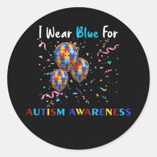I Wear Blue For Autism Awareness Butterfly Classic Round Sticker