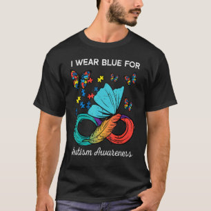 I Wear Blue For Autism Awareness Butterfly Men Wom T-Shirt