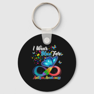 I Wear Blue For Autism Awareness Month Butterfly C Key Ring