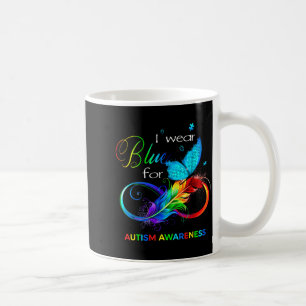 I Wear Blue For Autism Awareness Month Butterfly W Coffee Mug