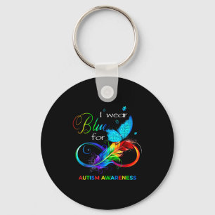 I Wear Blue For Autism Awareness Month Butterfly W Key Ring