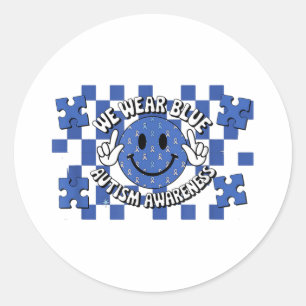 I Wear Blue For Autism Awareness Month Men Women K Classic Round Sticker