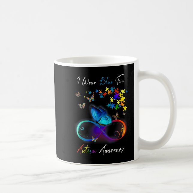 I Wear Blue For Autism Awareness shirt Puzzle Mom  Coffee Mug (Right)