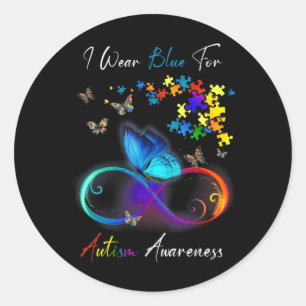 I Wear Blue For Autism Awareness shirt Puzzle Mum Classic Round Sticker