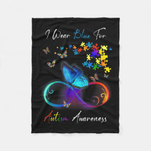 I Wear Blue For Autism Awareness shirt Puzzle Mum  Fleece Blanket