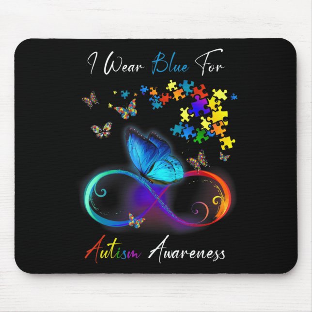 I Wear Blue For Autism Awareness shirt Puzzle Mum  Mouse Pad (Front)