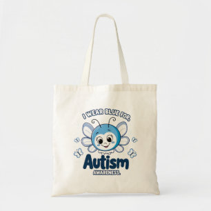 I wear blue for autism awareness tote bag