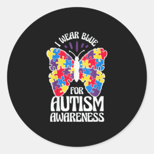 I Wear Blue For Autism Classic Round Sticker