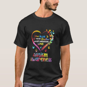 I Wear Blue For Brother Butterfly Autism Awareness T-Shirt