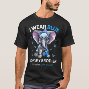 I Wear Blue For Brother Diabetes Awareness Elephan T-Shirt