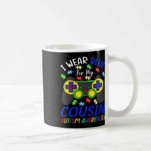 I Wear Blue For Cousin Kids Video Game Autism Awar Coffee Mug