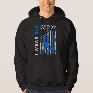 I Wear Blue For Daddy Diabetes Awareness Flag Back Hoodie