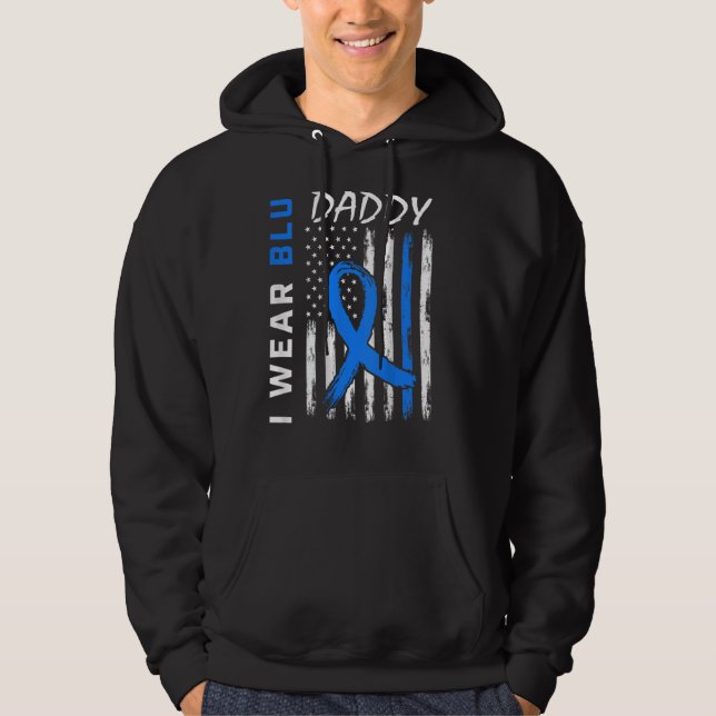 I Wear Blue For Daddy Diabetes Awareness Flag Back Hoodie (Front)